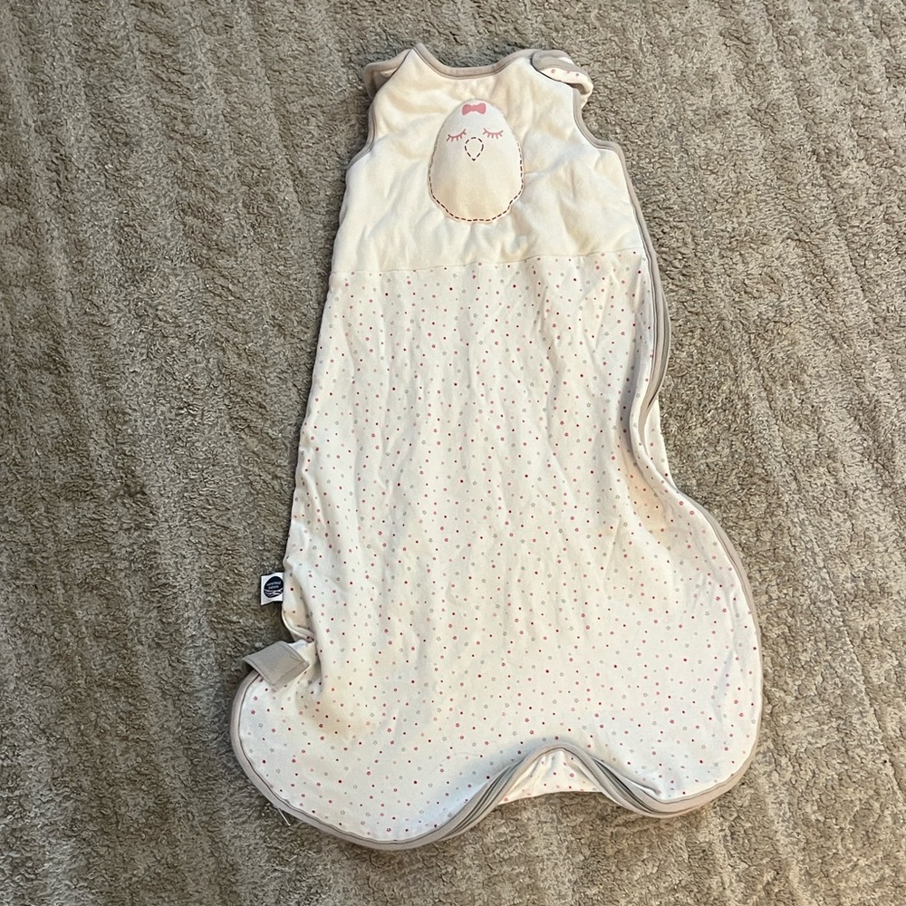 Nested Bean White and Pink Zen Sack Classic Weighted Tog 0.5 Medium 6-15 months